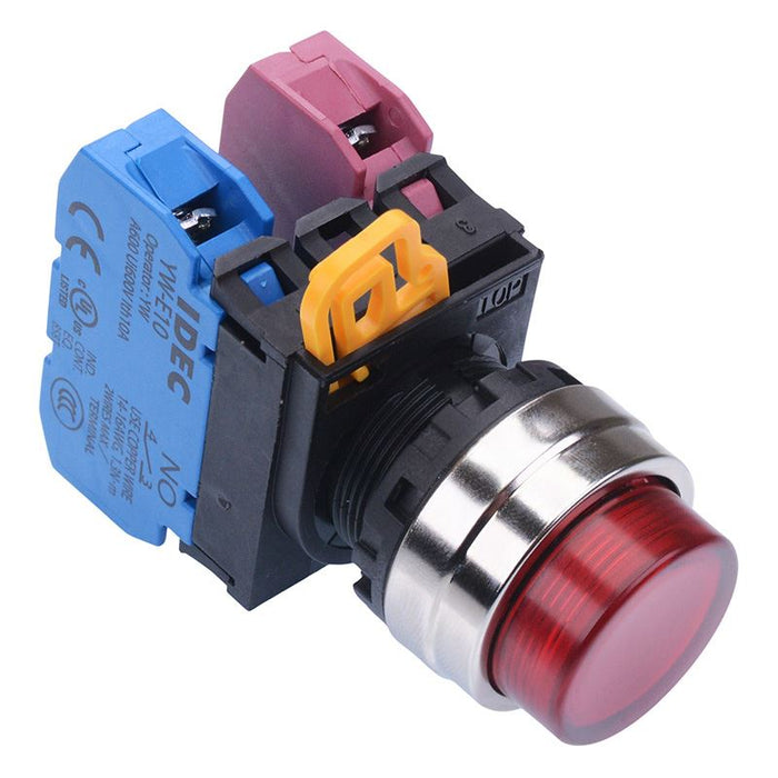 IDEC Red 22mm Metal Bezel Maintained Push Button Switch 1NO-1NC IP65 YW4L-A2E11Q0R
