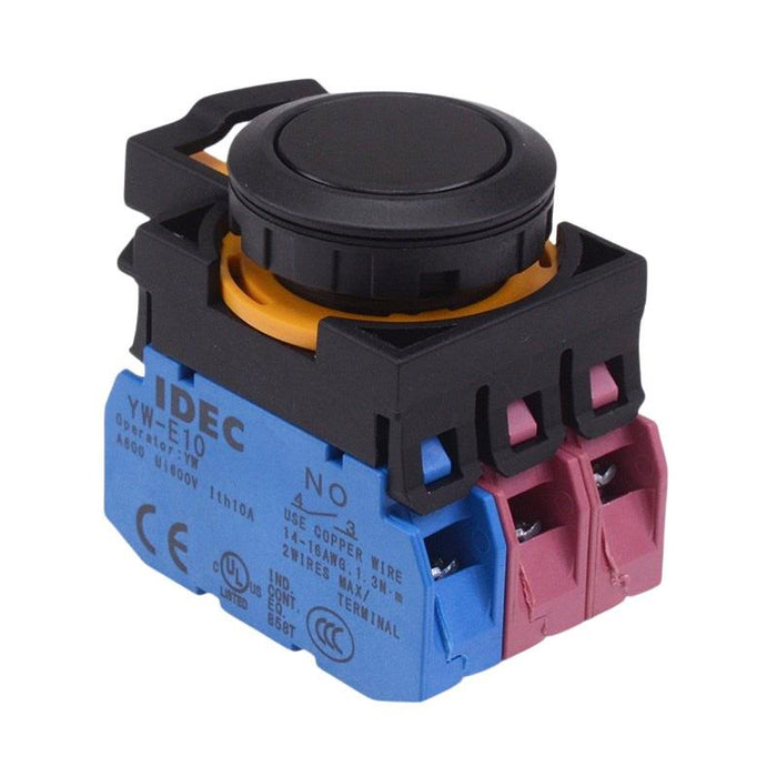 IDEC CW Series Black Maintained Flush Push Button Switch 1NO-2NC IP65