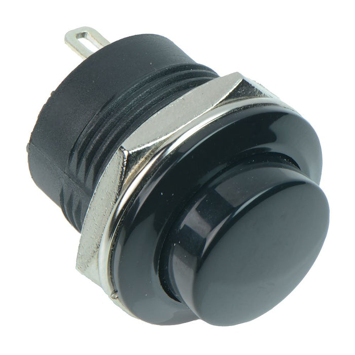 Black Off-(On) Low Profile Round 16mm Momentary Push Button Switch 3A SPST