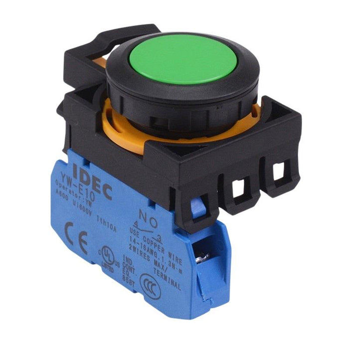 IDEC CW Series Green Maintained Flush Push Button Switch 1NO IP65
