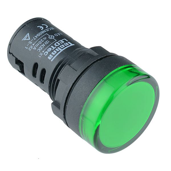 Green 22mm LED Pilot Indicator Light 24V