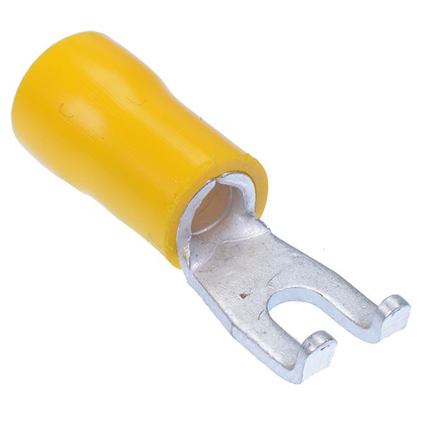 Yellow 3.2mm Insulated Flanged Fork Crimp Terminal (Pack of 100)