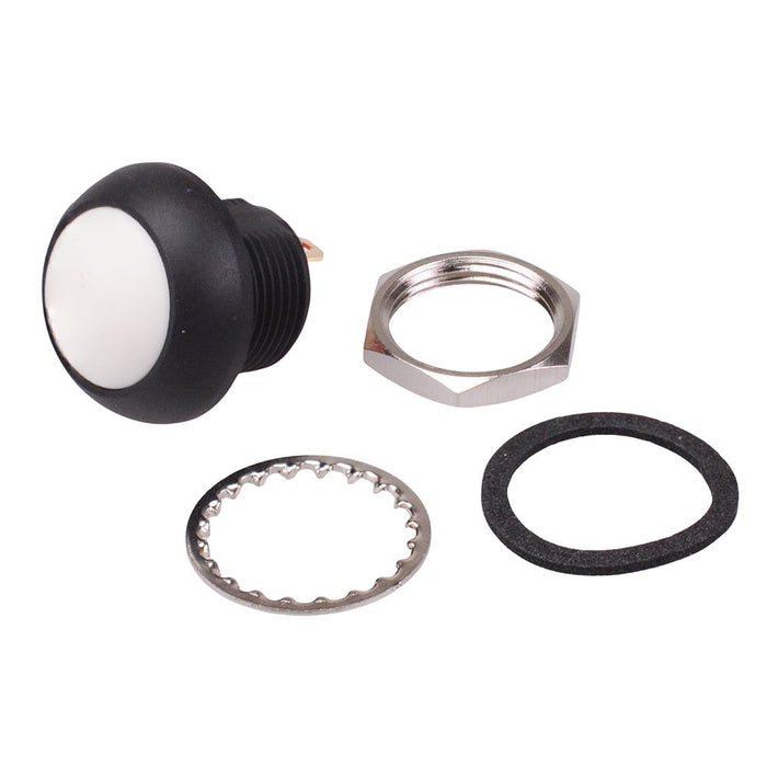 White Off-(On) Momentary 12mm Round Push Button Switch SPST IP67