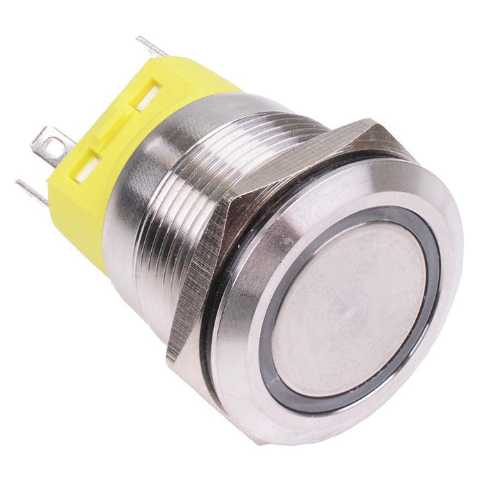 Green LED On-On Latching 22mm Vandal Resistant Push Switch SPST