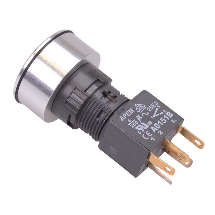 A1PCA1Y120I303 Amber 6V LED Momentary Aluminium Push Button Switch SPDT APEM