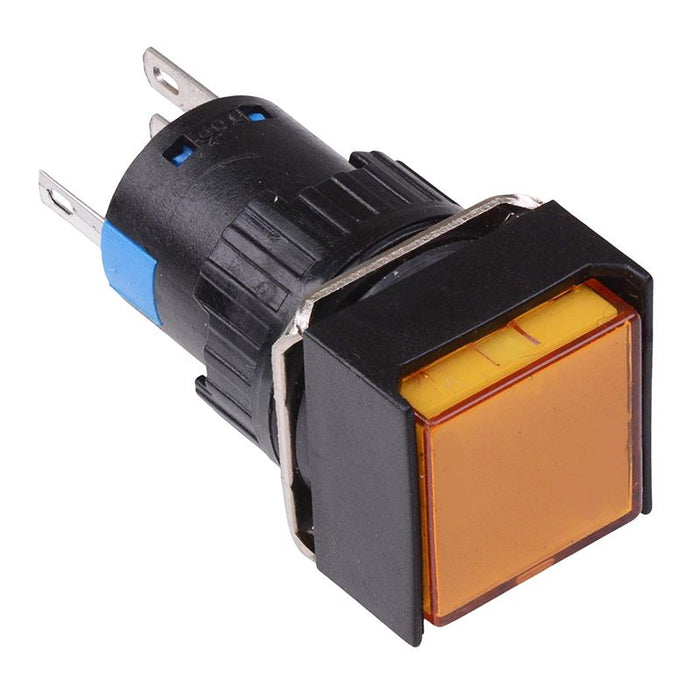 Yellow Square Momentary 16mm Push Button Switch NO/NC 230V