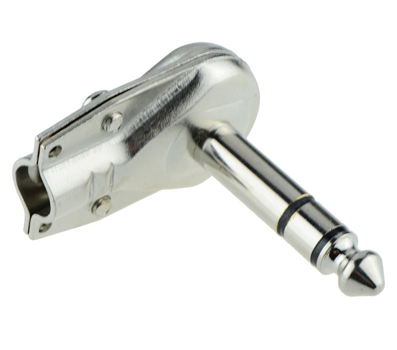 6.35mm Right Angle Stereo Jack Plug Audio Connector 3 Pole Metal