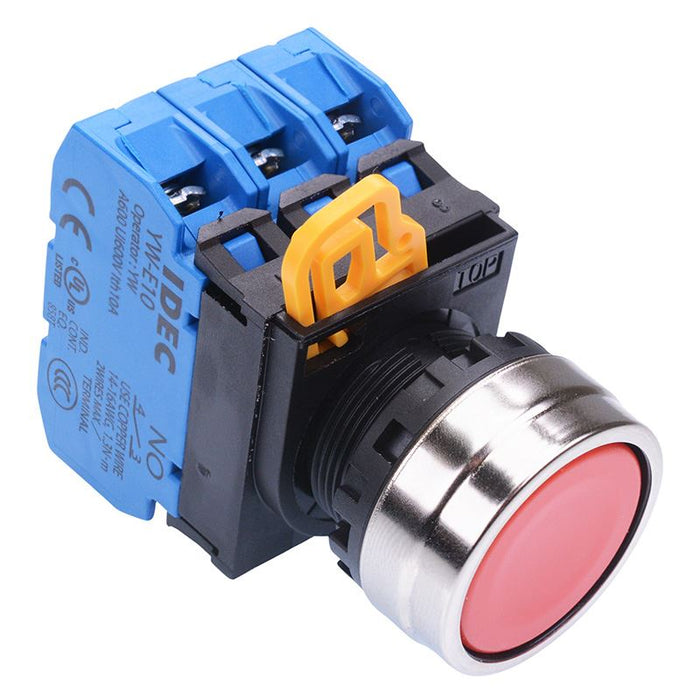IDEC Red 22mm Metal Bezel Momentary Push Button Switch 3NO IP65 YW4B-M1E30R