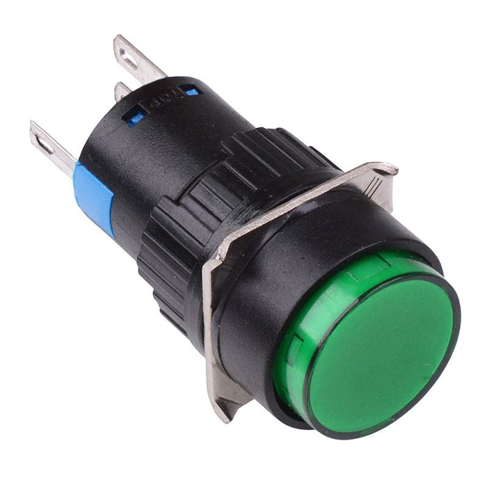 Green Round Momentary 16mm Push Button Switch NO/NC 230V