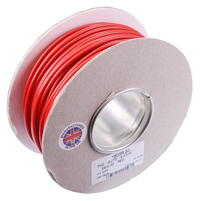 Red 2mm Cable 28/0.30mm 50M Reel