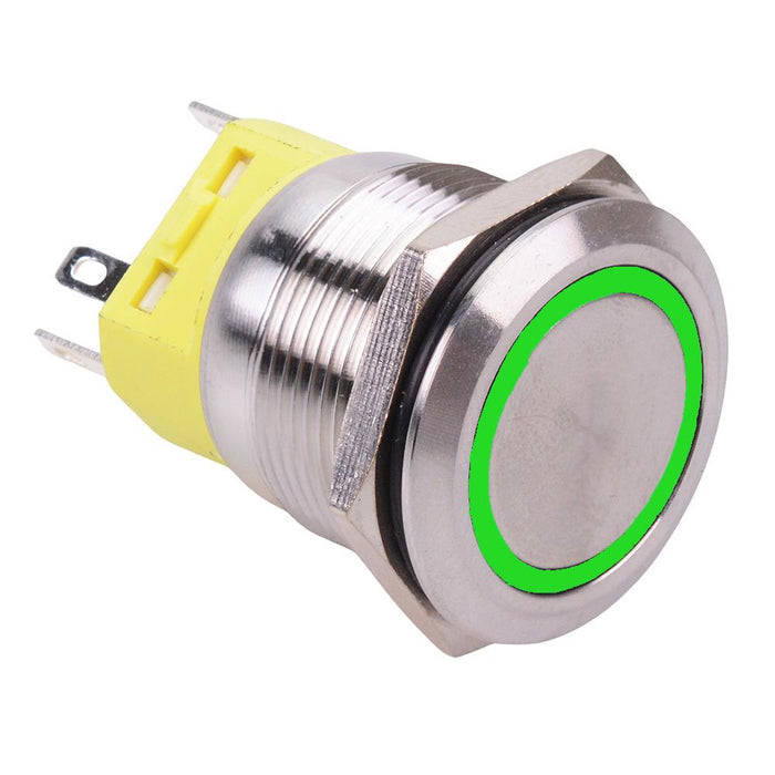 Green LED On-On Latching 22mm Vandal Resistant Push Button Switch SPDT