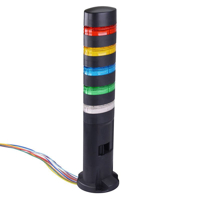 IDEC LD6A-5DZQB-RYSGW Red/Yellow/Blue/Green/White Stack Light LED Tower with Sounder & Flasher Direct Mount 24VAC/DC