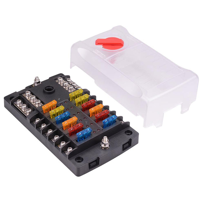 12 Way Automotive Standard Blade Fuse Box 100A 32VDC