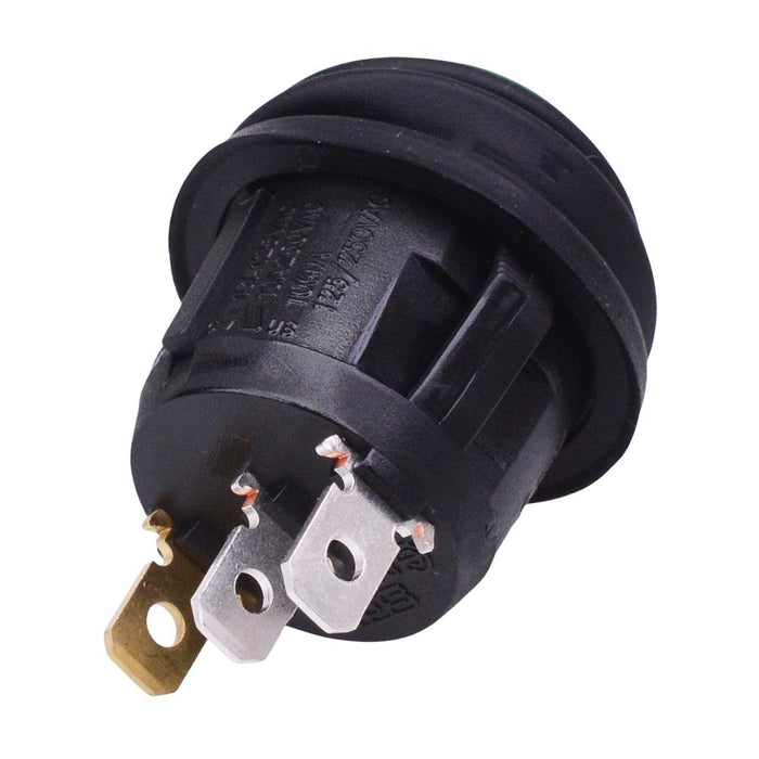Green Waterproof 230V illuminated 20mm Round Rocker Switch SPST 10A R13-112B8W-02