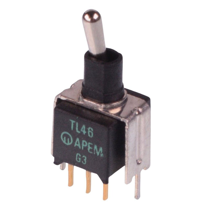 TL46Y005000 APEM On-On Subminiature Washable PCB Toggle Switch DPDT