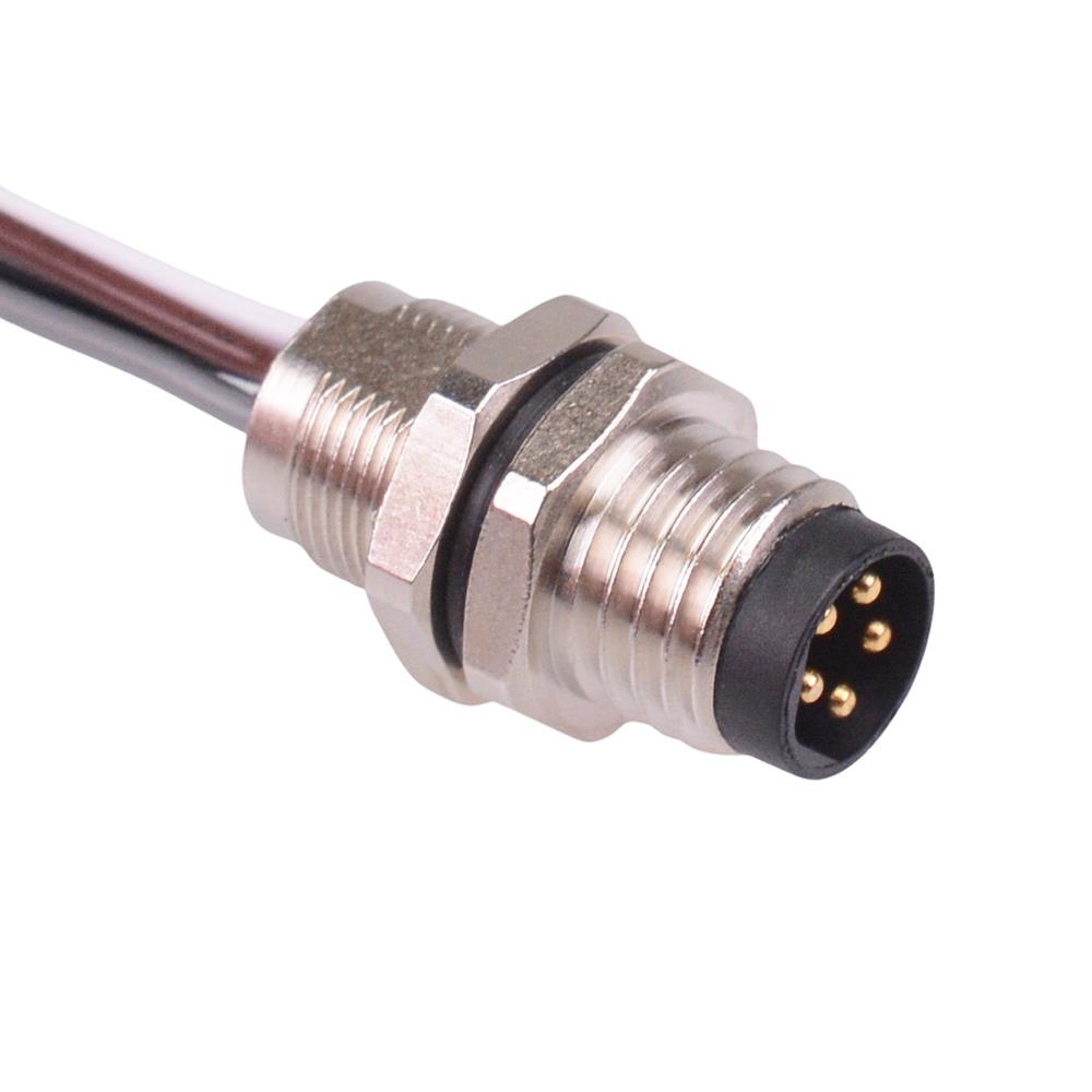 5 Way M8 Prewired Male Front Mounting Receptacle Circular Connector IP ...
