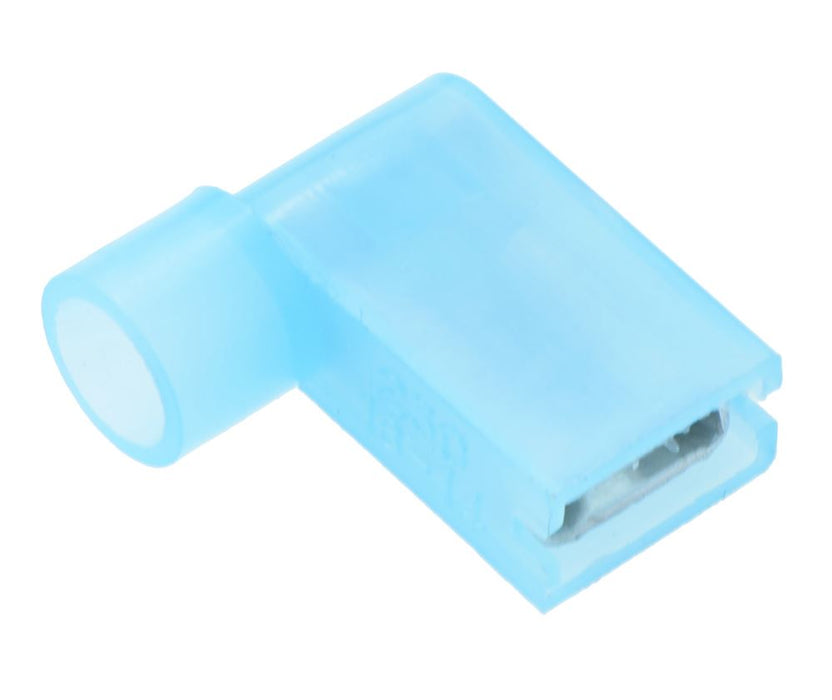 Blue 6.3mm Flag Right Angle Insulated Crimp Connector