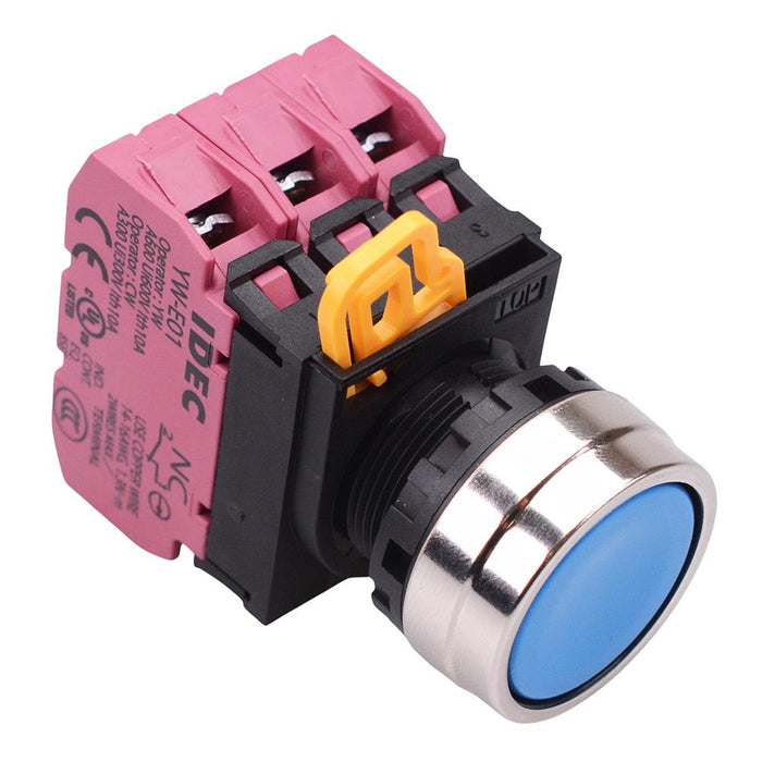 YW4B-A1E03S Blue 22mm Metal Bezel Maintained Push Button Switch 3NC IP65 IDEC