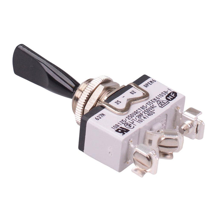 637HX2595 (On)-Off-(On) Momentary Black Duckbill Lever 12mm Toggle Switch SPDT 15A APEM