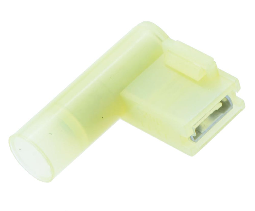 Yellow 6.3mm Flag Right Angle Insulated Crimp Connector