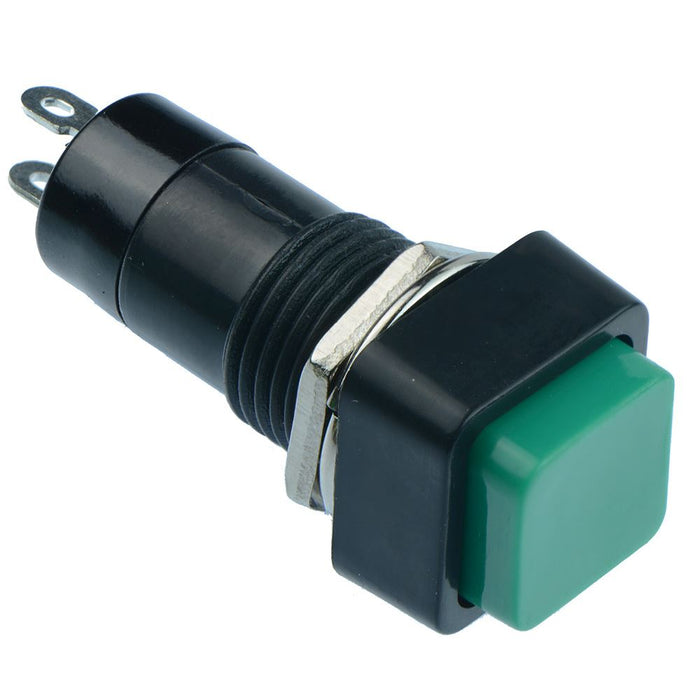 Green On-Off Latching Square Push Button Switch 12mm SPST