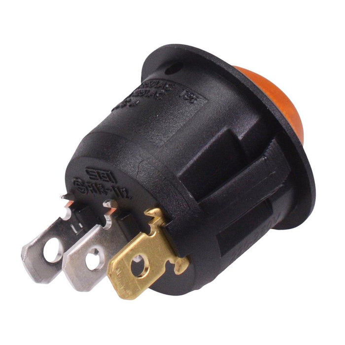 Yellow 230V illuminated 20mm Round Rocker Switch SPST 10A R13-112B-02