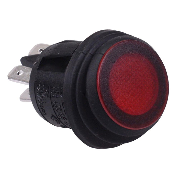 Red 230V illuminated Waterproof On-Off 20mm Round Rocker Switch DPST 10A R13-244B8-02