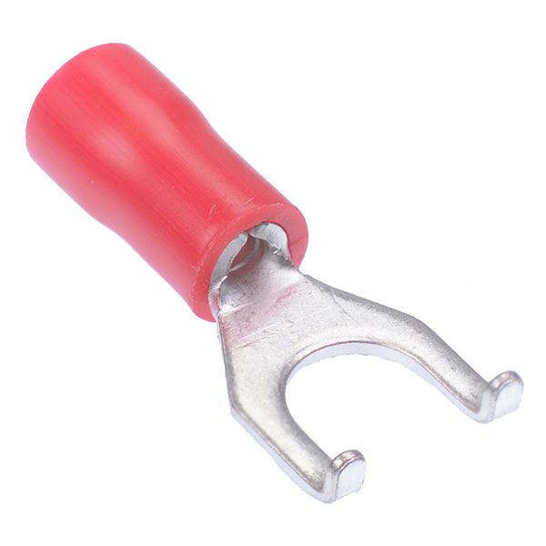 Red 5.3mm Insulated Flanged Fork Crimp Terminal (Pack of 100)
