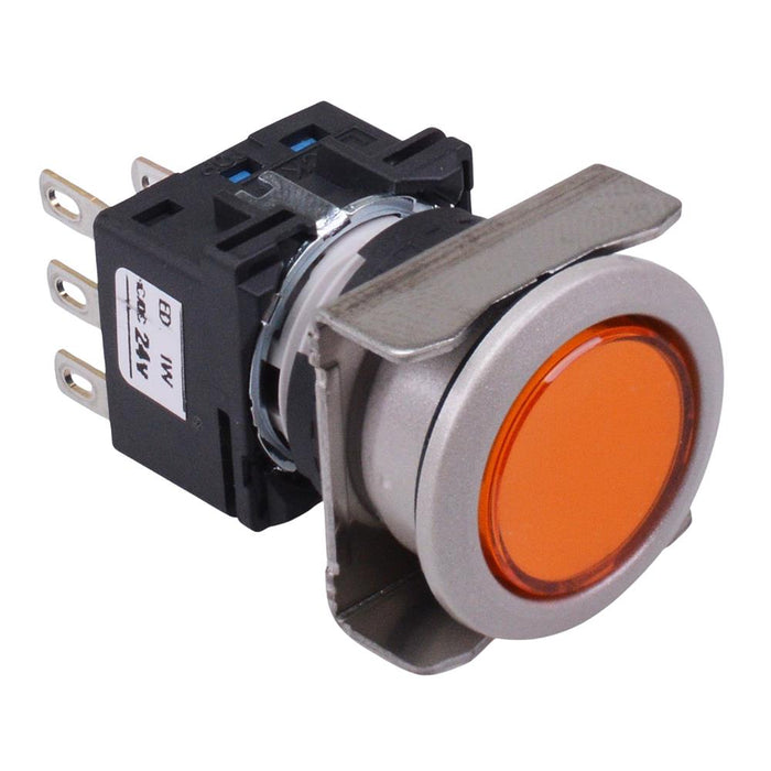 LB6ML-M1T54A Amber 24V illuminated Momentary Round Flush 16mm Push Button Switch SPDT IDEC