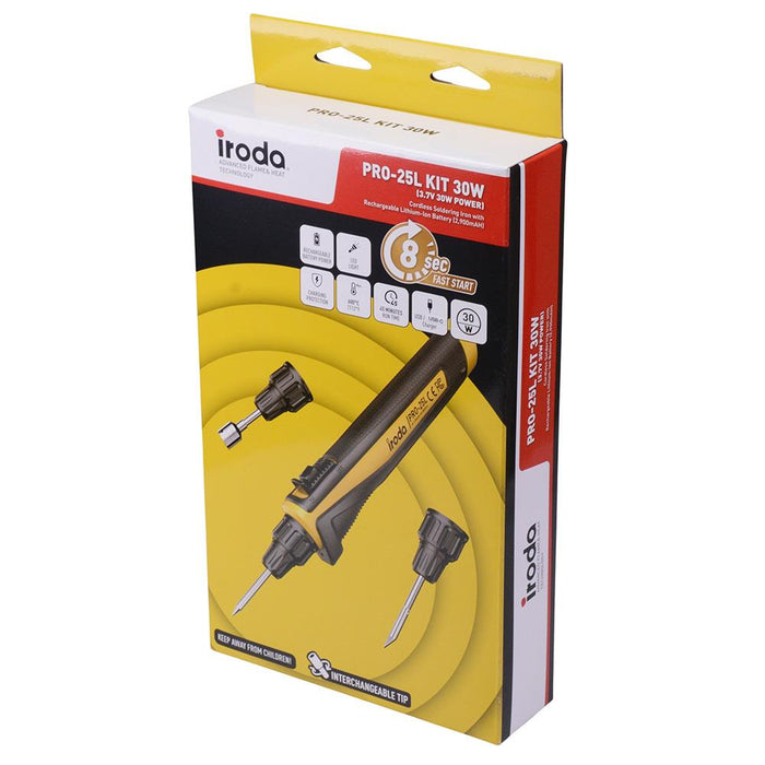 IRODA PRO-25TK Temperature Adjustable Rechargeable Soldering Iron Kit 30W