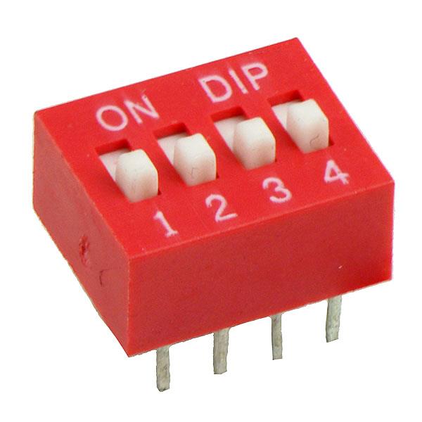 4-Way DIP DIL Red PCB Switch