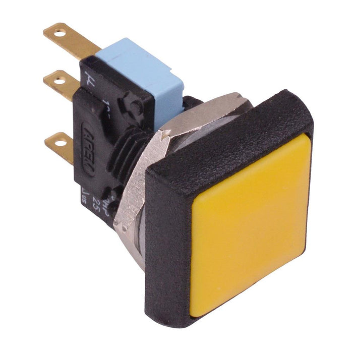 IRC7Z252 APEM Yellow Square 16mm Momentary Push Button Switch SPDT 5A IP67