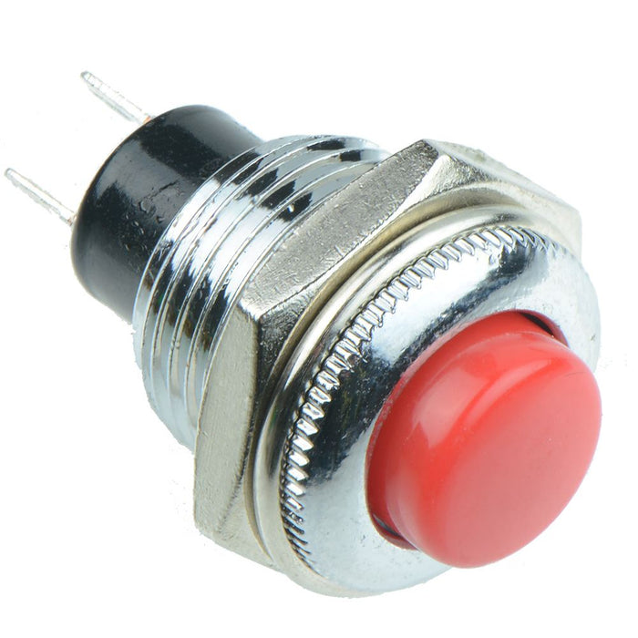 Red Off-(On) Metal Low Profile Round 12mm Momentary Push Button Switch 1.5A SPST
