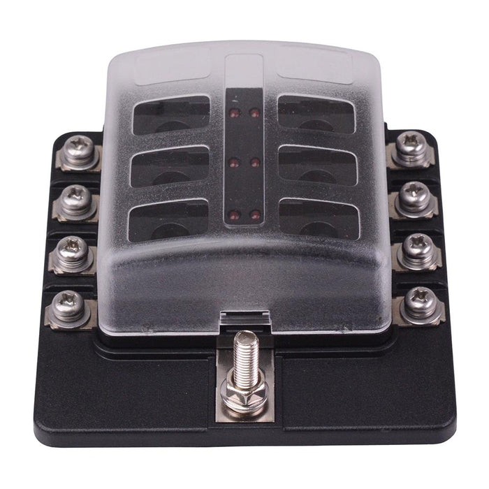8 Way Standard Blade Fuse Box with LED Indication M4 Screws 100A 32VDC