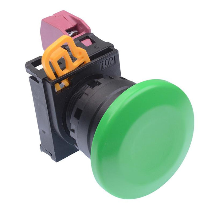 IDEC Green 22mm Mushroom Maintained Push Button Switch NC IP65 YW1B-A4E01G