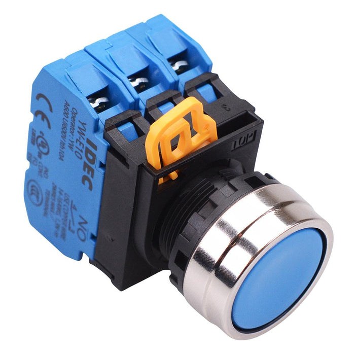 YW4B-M1E30S Blue 22mm Metal Bezel Momentary Push Button Switch 3NO IP65 IDEC