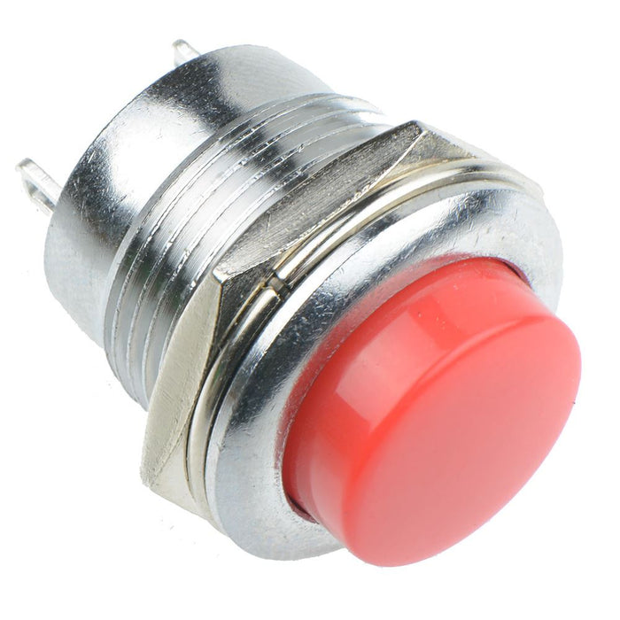 Red Off-(On) Metal Low Profile 16mm Round Momentary Push Button Switch 3A SPST