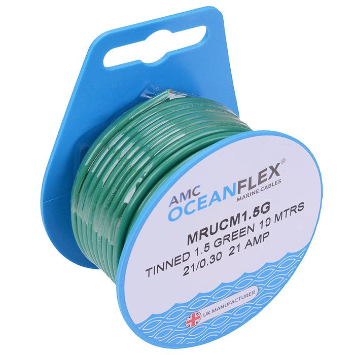 Green 1.5mm² Oceanflex 21A Cable Mini Reel 10M