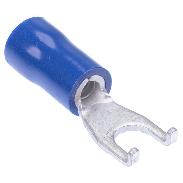 Blue 3.7mm Insulated Flanged Fork Crimp Terminal (Pack of 100)