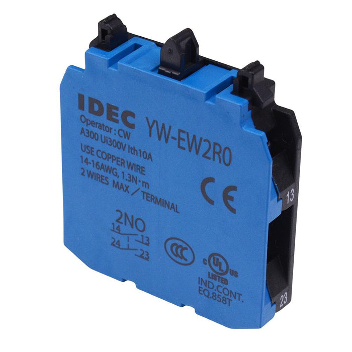 IDEC Double Pole Normally Open Contact Block Screw Terminals YW-EW2R0