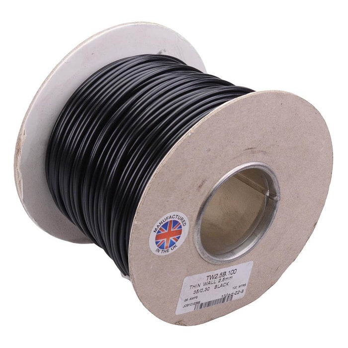 Black 2.5mm² Thin Wall Copper Cable 35/0.3mm 100M