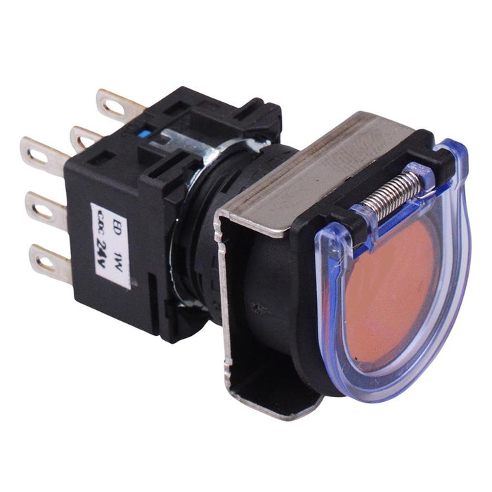 LB6GL-M1T64A Amber 24V illuminated Momentary Round Flush 16mm Push Button Switch DPDT IDEC